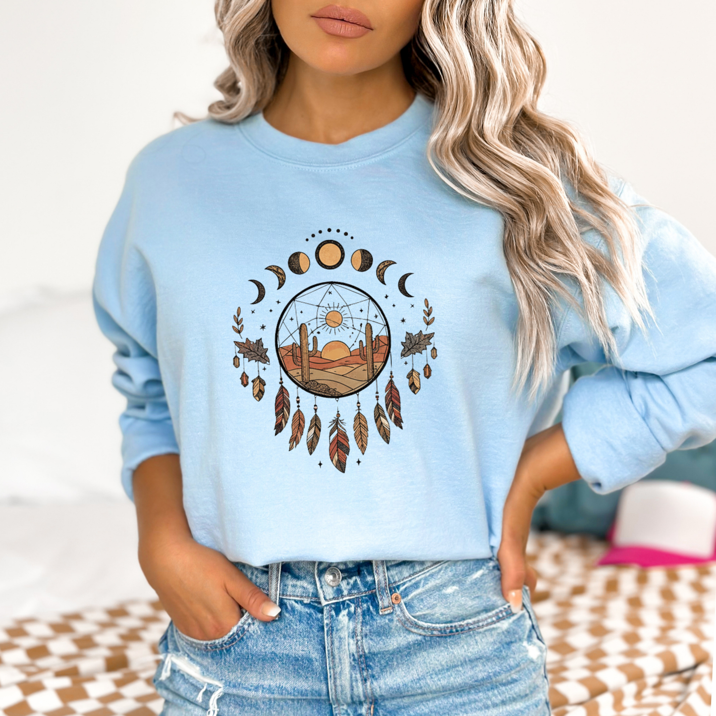Boho Moon Phases Dream Catcher Sweatshirt