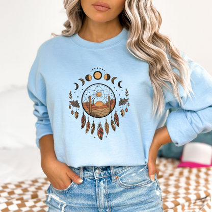 Boho Moon Phases Dream Catcher Sweatshirt
