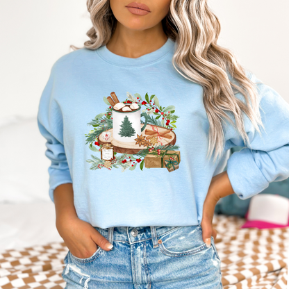 Cozy Christmas Mug & Pine Candle Sweatshirt