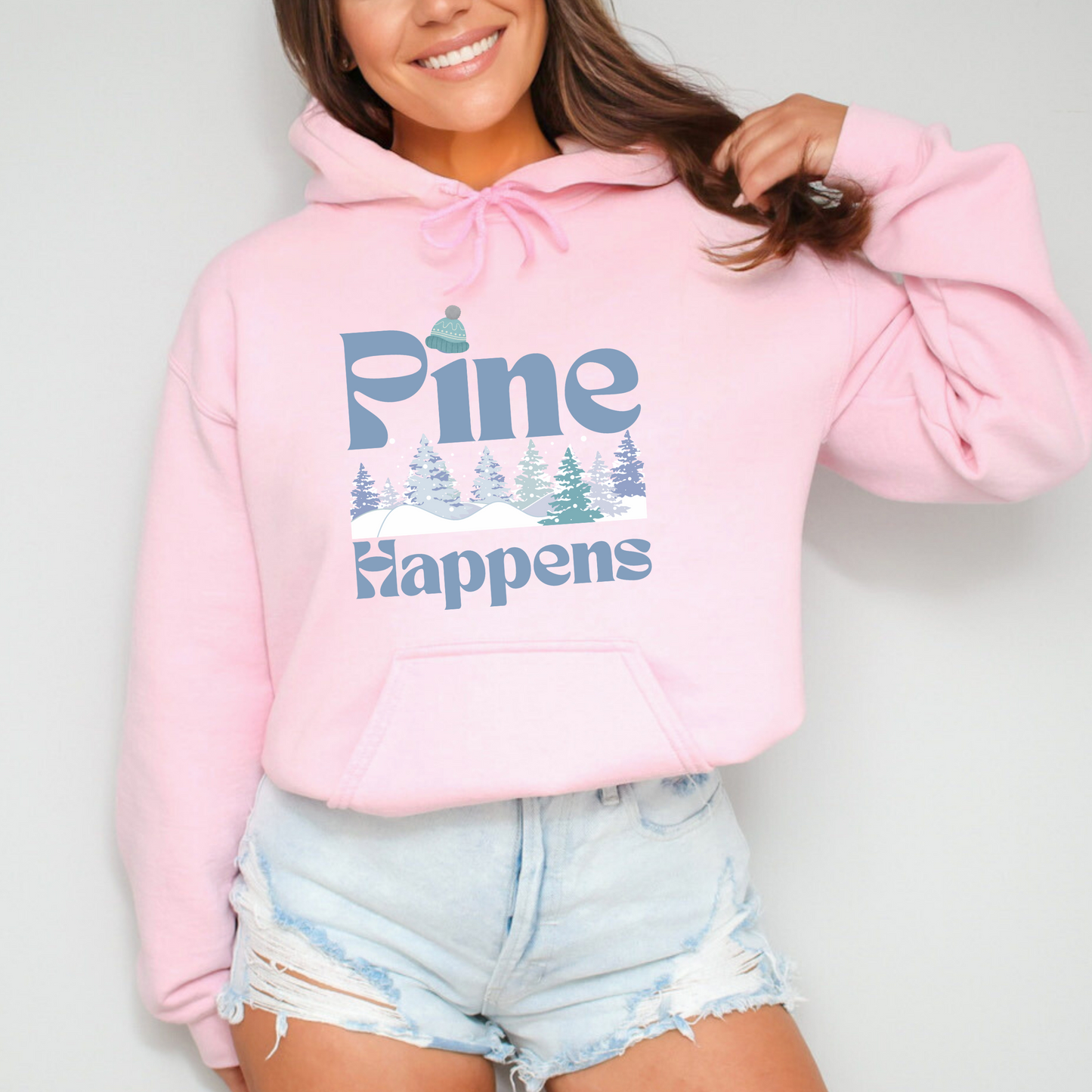 Pine Happens Winter Forest Hooded Sweatshirt