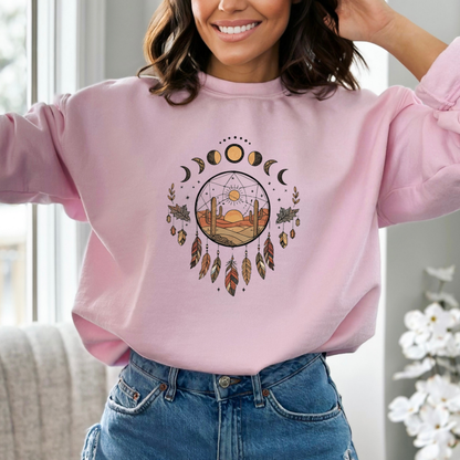 Boho Moon Phases Dream Catcher Sweatshirt