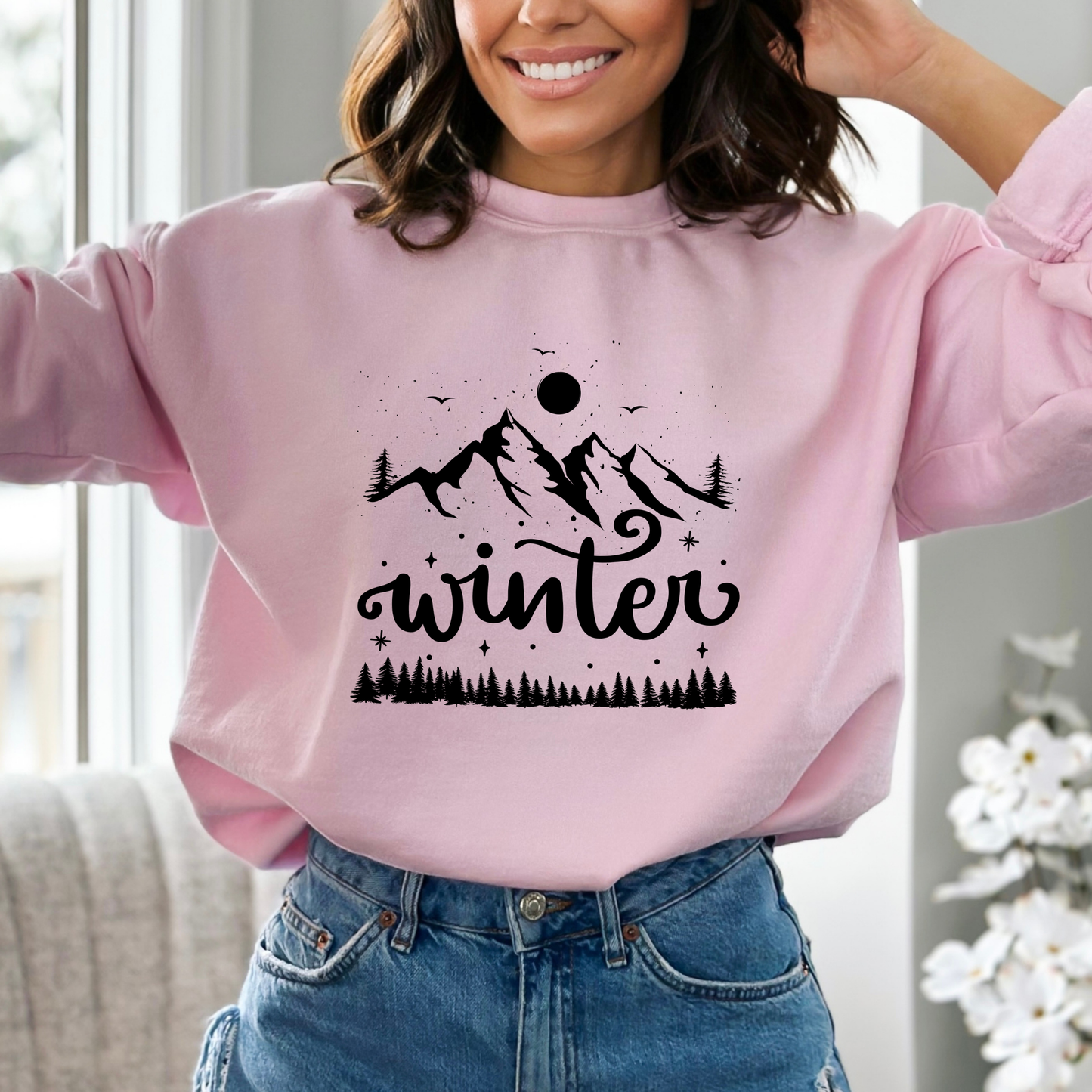 Winter Mountain Scene Sweatshirt