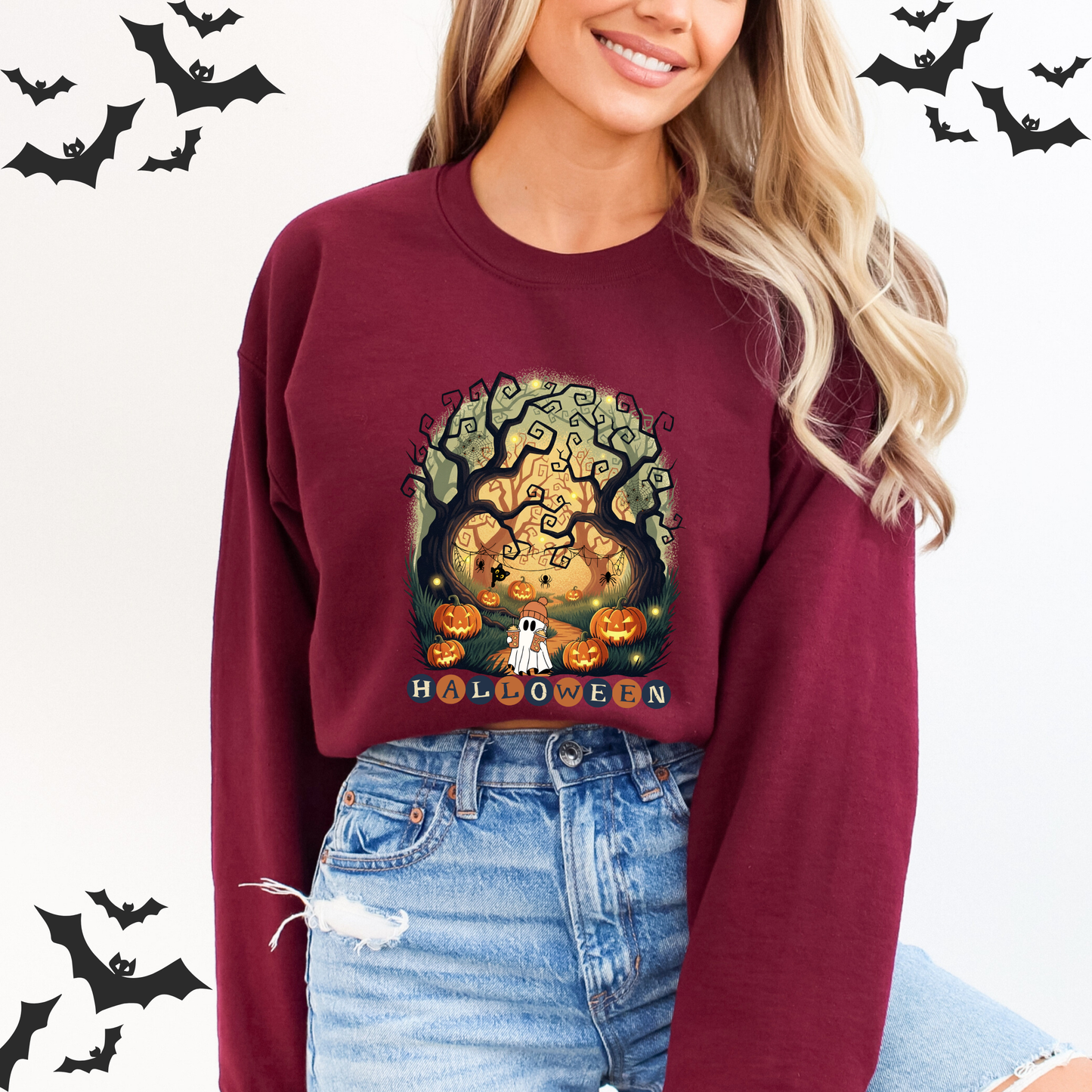Retro Halloween Pumpkin Ghosts Sweatshirt