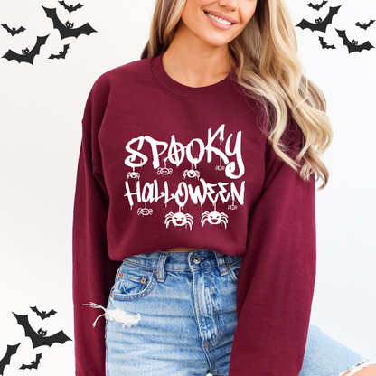 Spooky Halloween Dripping Graffiti Text & Spiders Sweatshirt