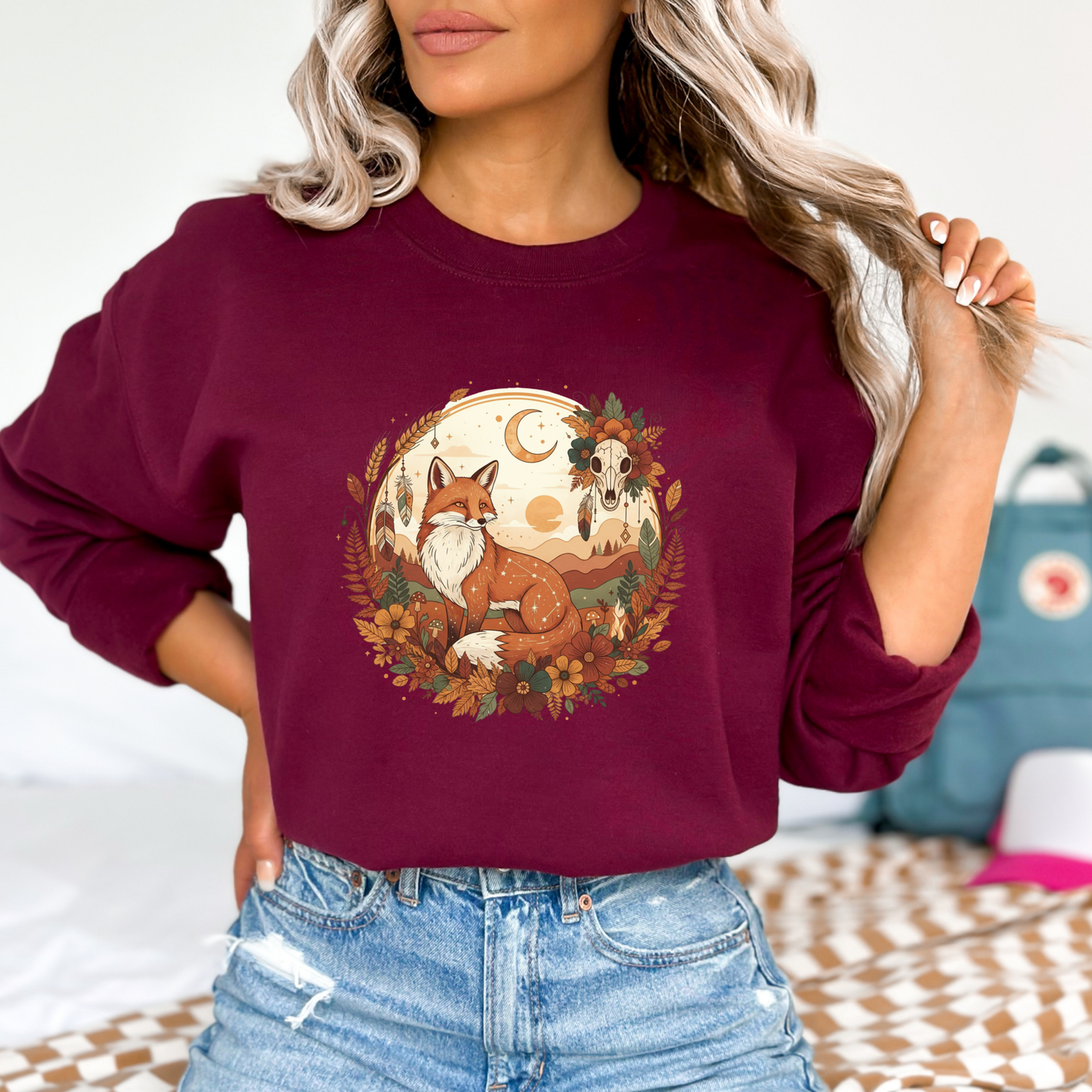 Woodland Spirit of the Harvest Fox & Skull Sweatshirt