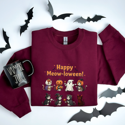Cute Cat Happy Meow-loween Sweatshirt