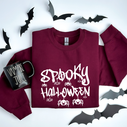 Spooky Halloween Dripping Graffiti Text & Spiders Sweatshirt