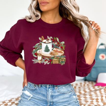 Cozy Christmas Mug & Pine Candle Sweatshirt