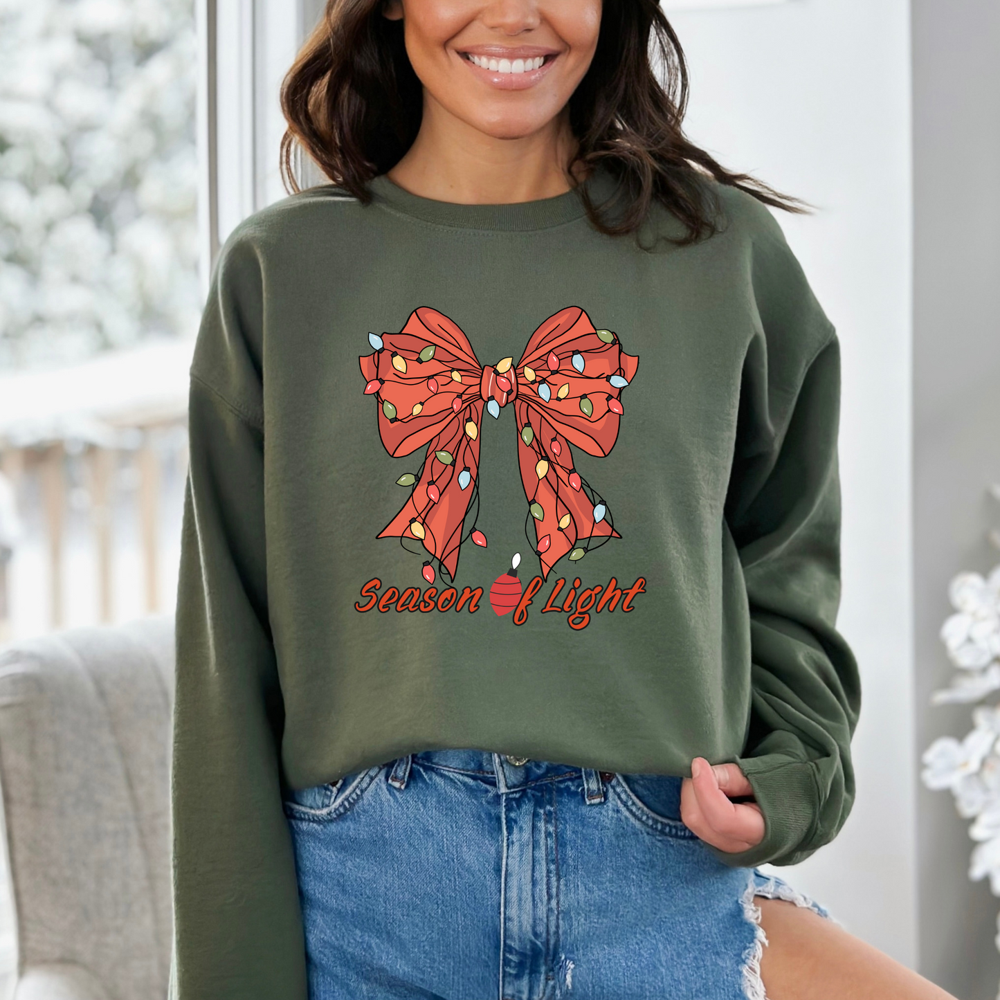 Holiday Lights Bow Sweatshirt
