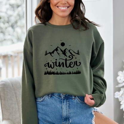 Winter Mountain Scene Sweatshirt