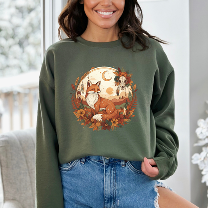 Woodland Spirit of the Harvest Fox & Skull Sweatshirt