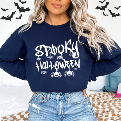 Spooky Halloween Dripping Graffiti Text & Spiders Sweatshirt