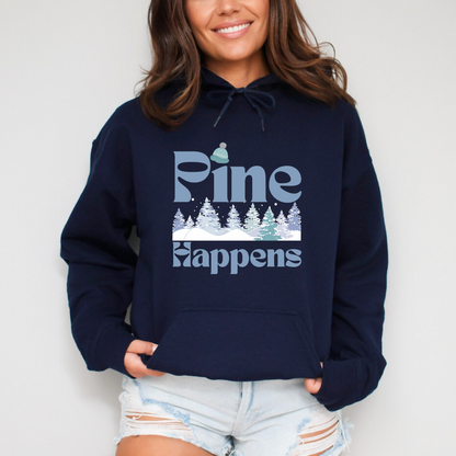 Pine Happens Winter Forest Hooded Sweatshirt
