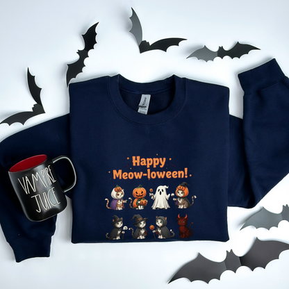Cute Cat Happy Meow-loween Sweatshirt