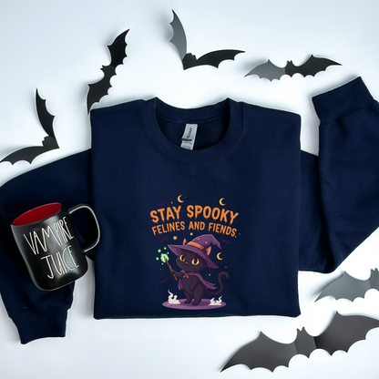 Cute Witch Cat Stay Spooky Felines and Fiends Sweatshirt