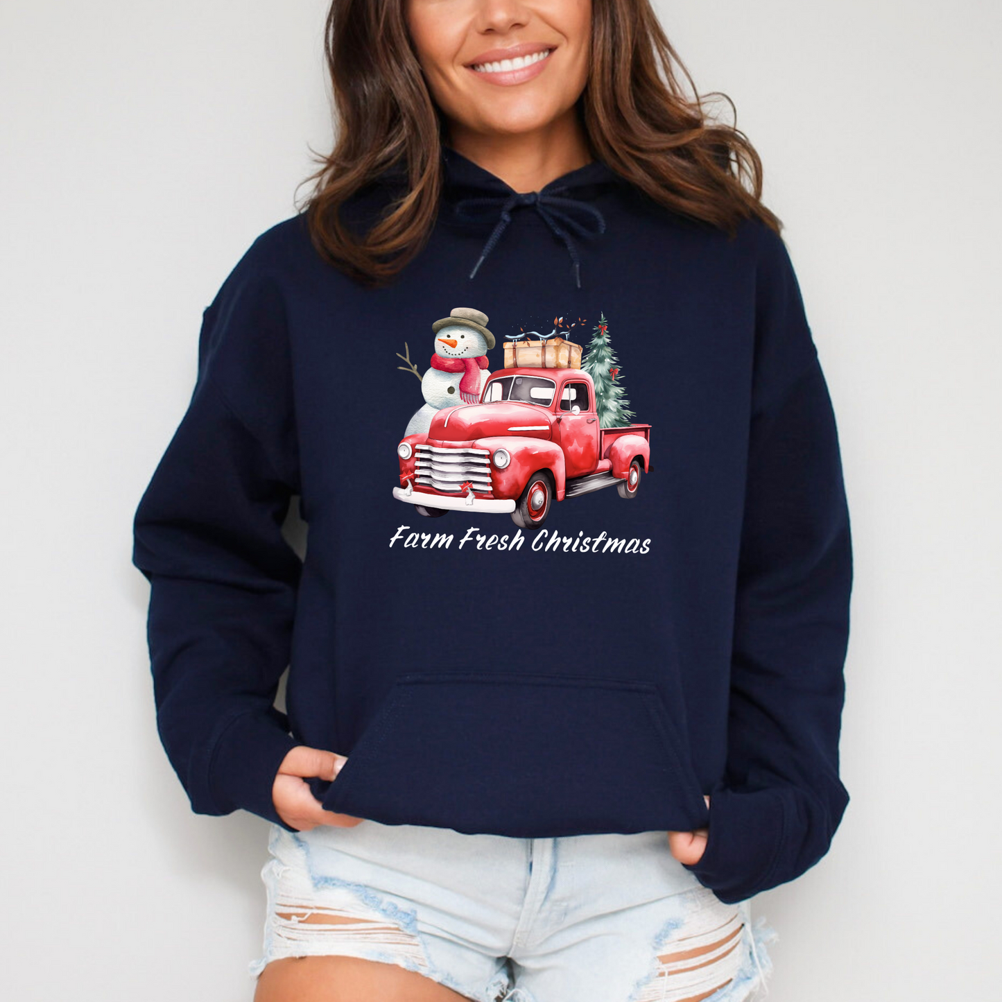 Farm Fresh Christmas Vintage Red Truck Sweatshirt