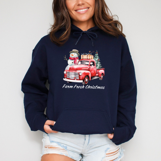 Farm Fresh Christmas Vintage Red Truck Sweatshirt