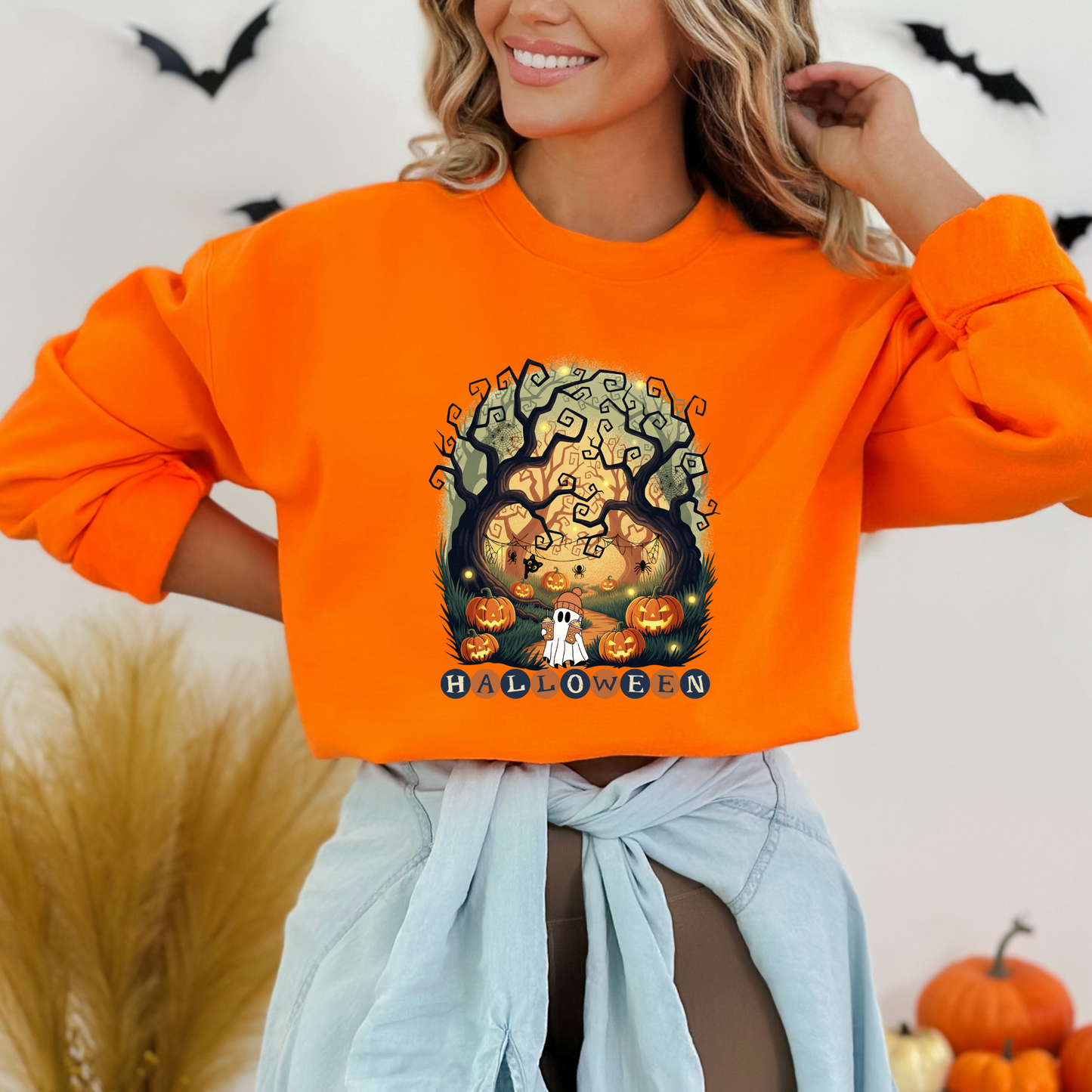 Retro Halloween Pumpkin Ghosts Sweatshirt