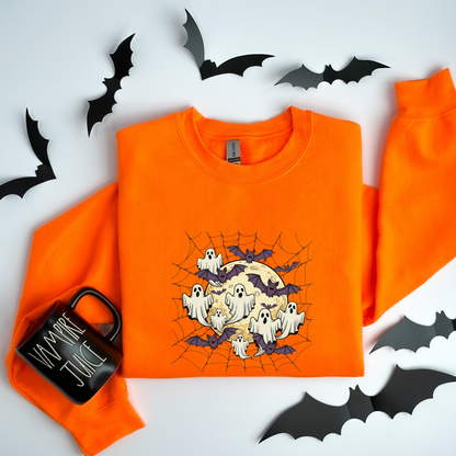 Moonlit Haunt Ghosts, Bats & Spiderwebs Halloween Sweatshirt