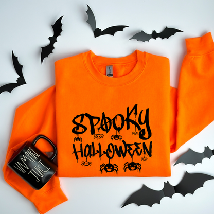 Spooky Halloween Dripping Graffiti Text & Spiders Sweatshirt
