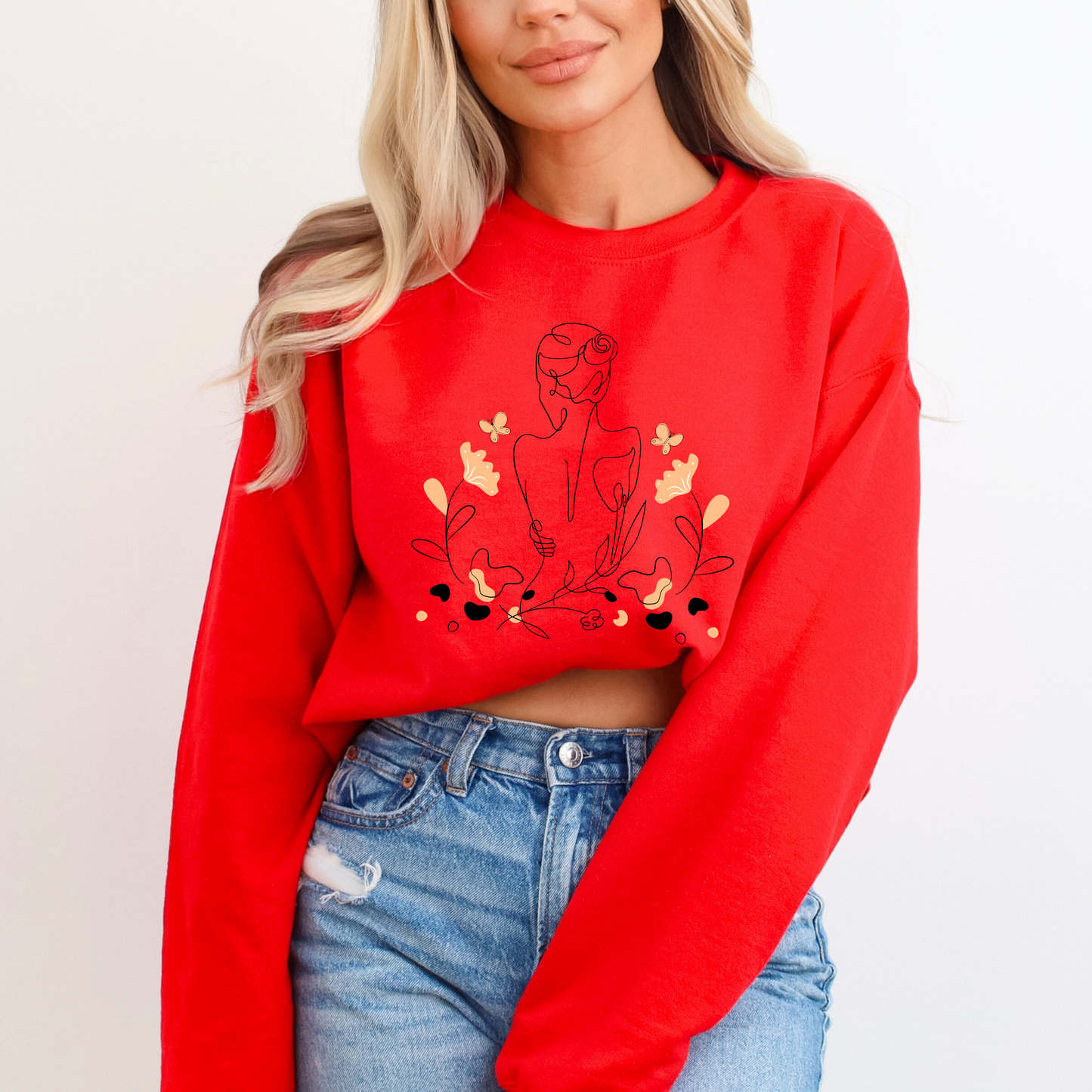 Boho Abstract Woman Line Art Sweatshirt