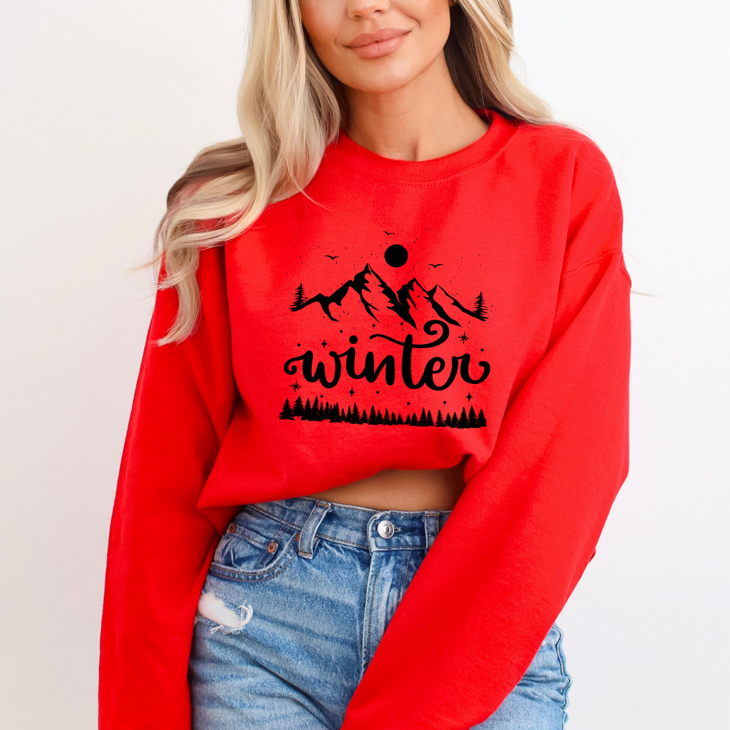 Winter Mountain Scene Sweatshirt