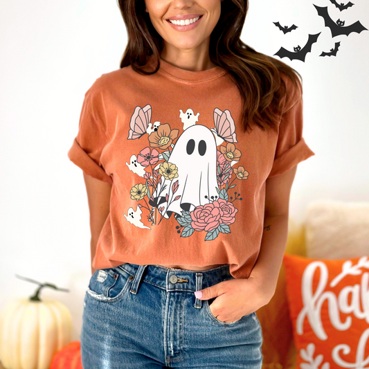 Floral cute ghost, Boo Daisy Flower Pumpkin, 