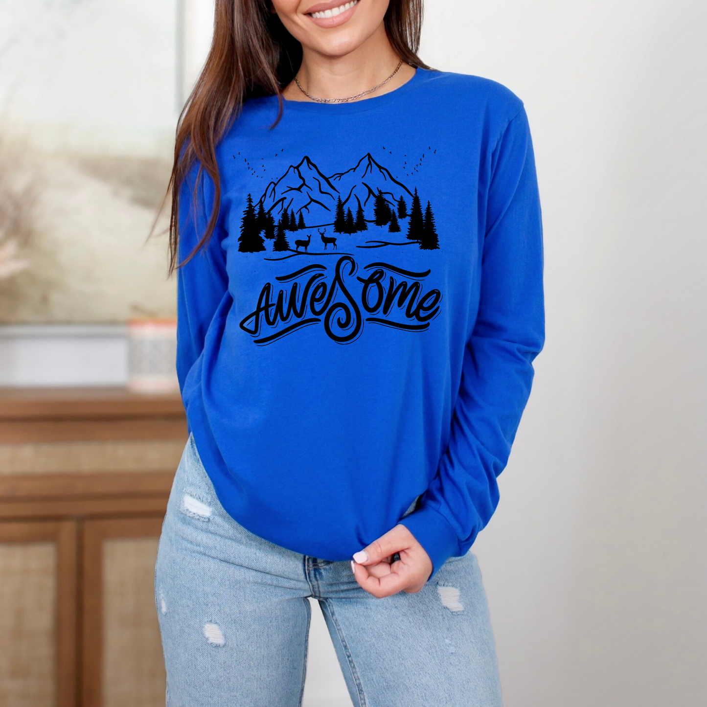 Awesome Adventure Long Sleeve Tee - Nature-Inspired Graphic Shirt