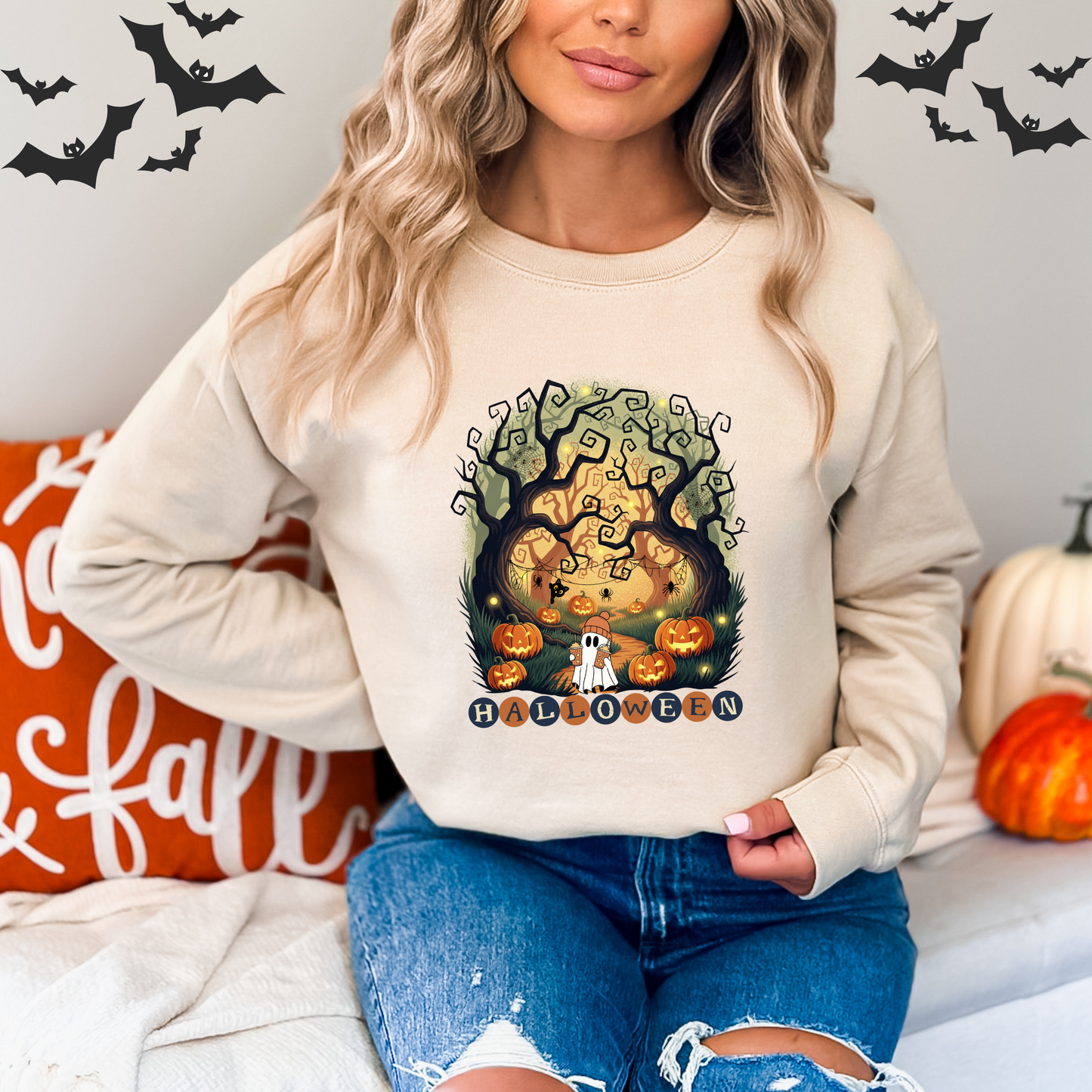 Retro Halloween Pumpkin Ghosts Sweatshirt