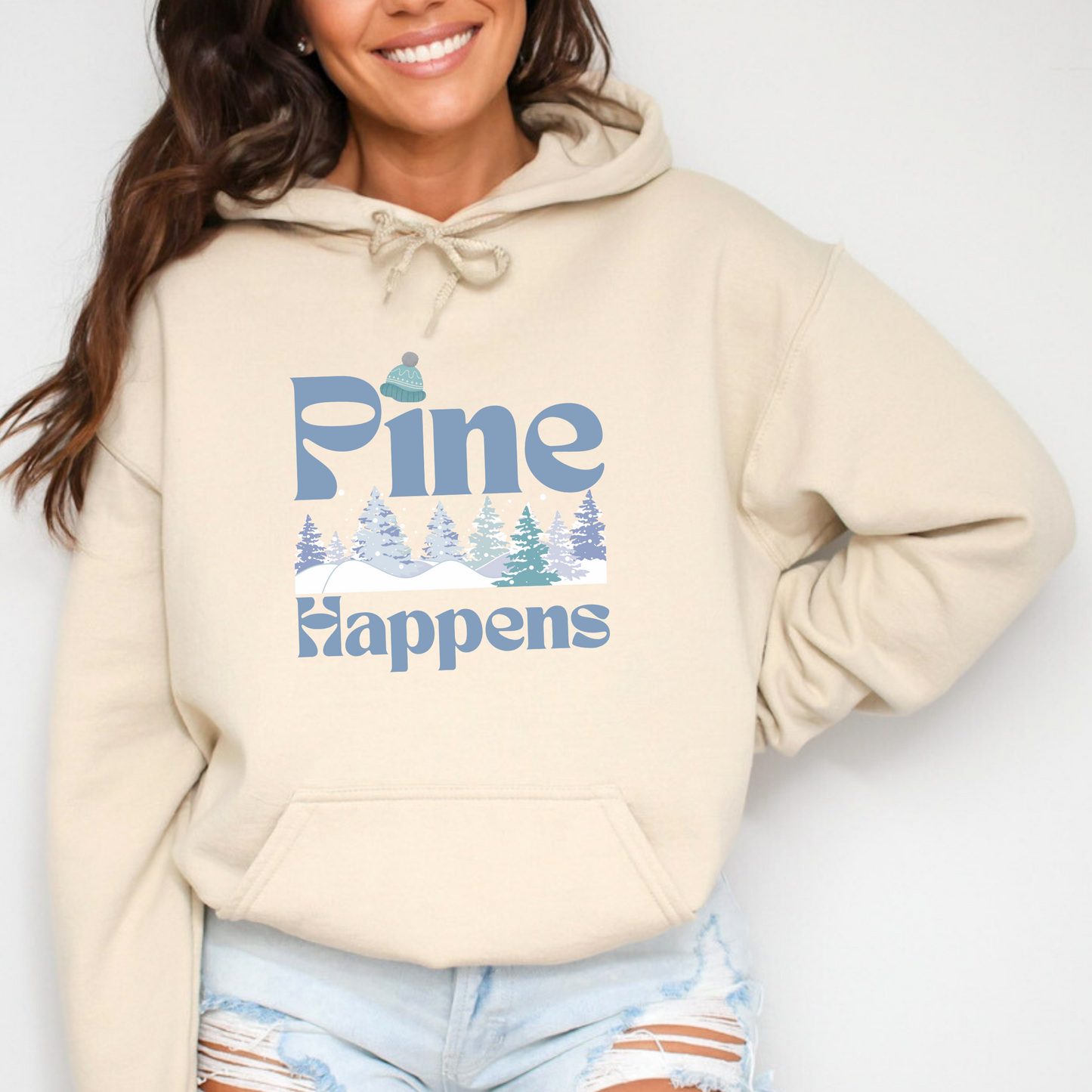 Pine Happens Winter Forest Hooded Sweatshirt