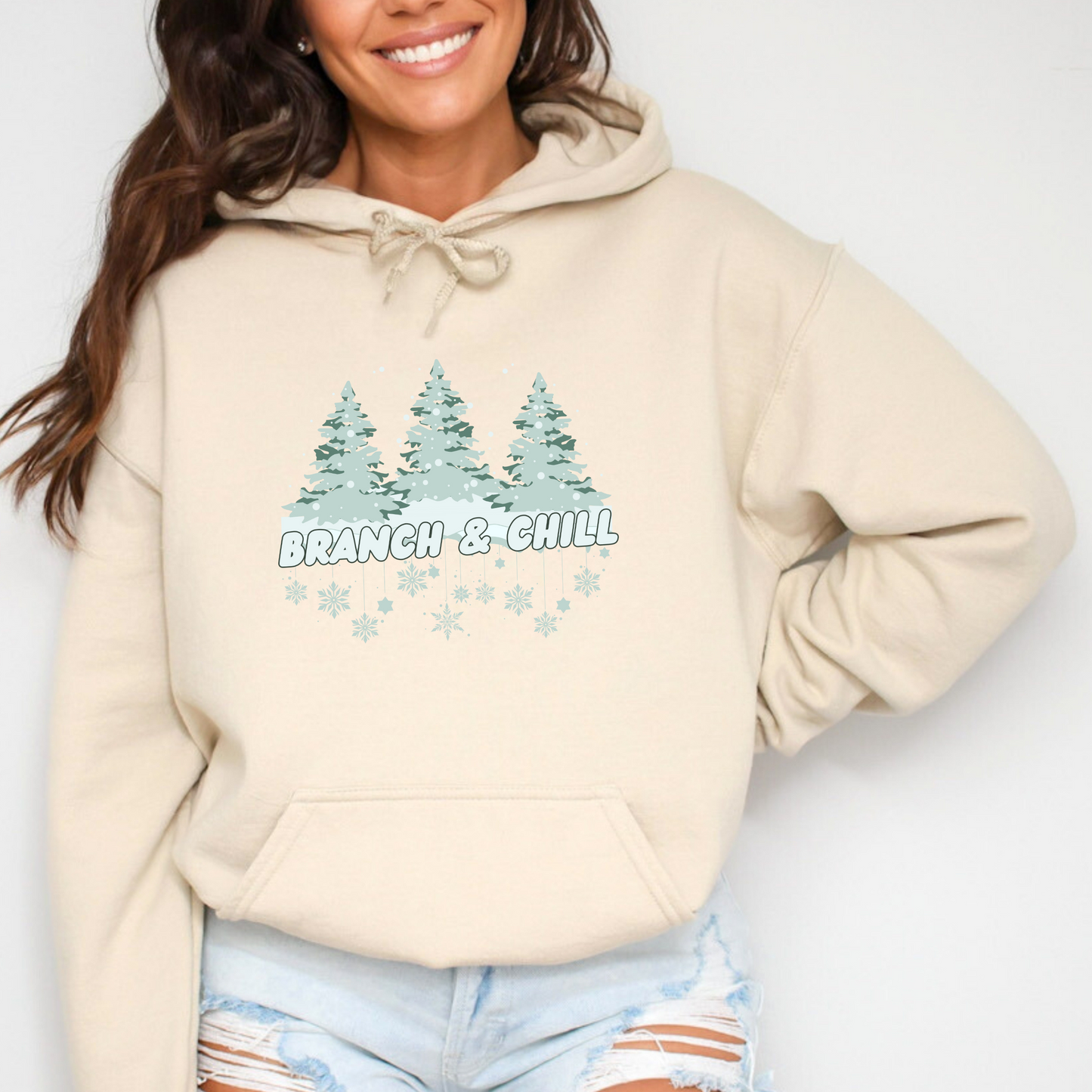 Snowy Tree Branch & Chill Graphic Hoodie