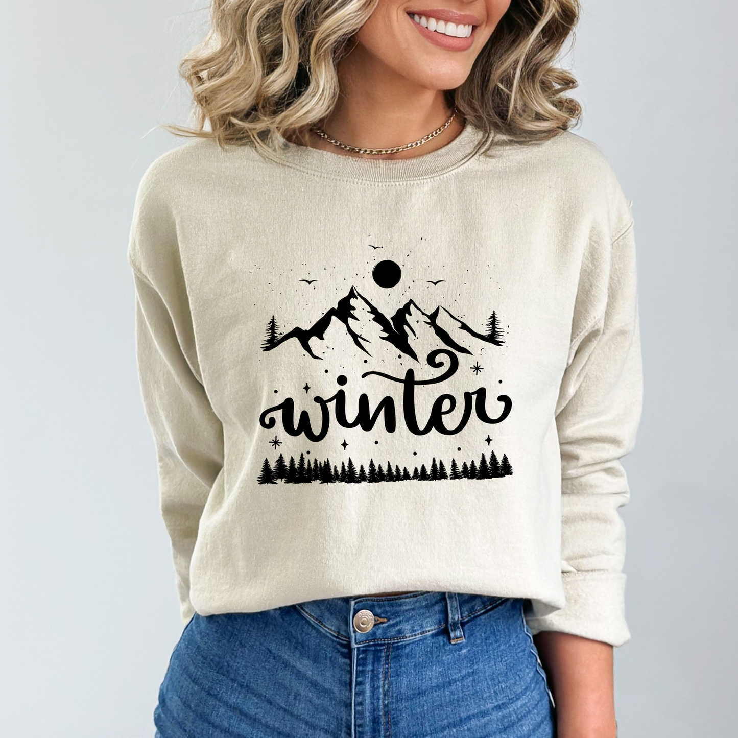 Winter Mountain Scene Sweatshirt