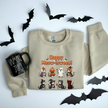 Cute Cat Happy Meow-loween Sweatshirt