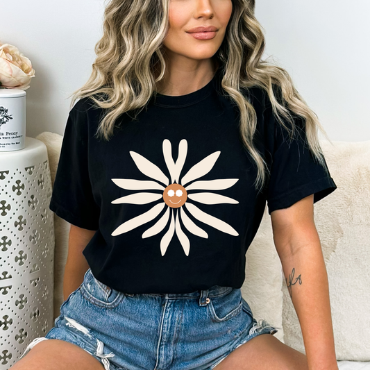 Abstract Retro Vintage Geometric Flower with smiling retro icon
