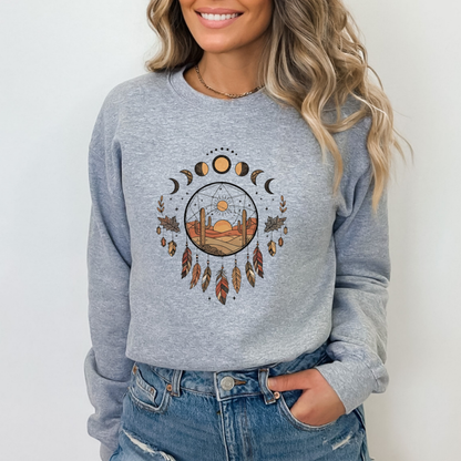 Boho Moon Phases Dream Catcher Sweatshirt