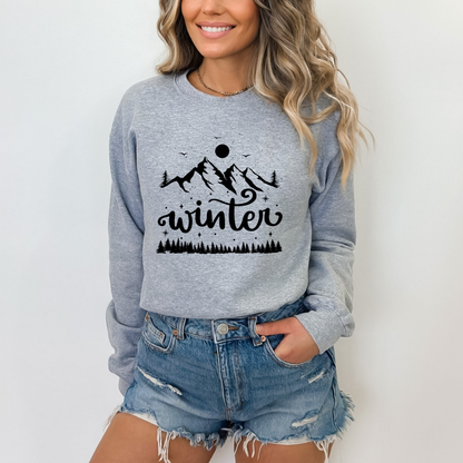 Winter Mountain Scene Sweatshirt