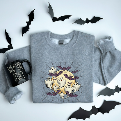 Moonlit Haunt Ghosts, Bats & Spiderwebs Halloween Sweatshirt