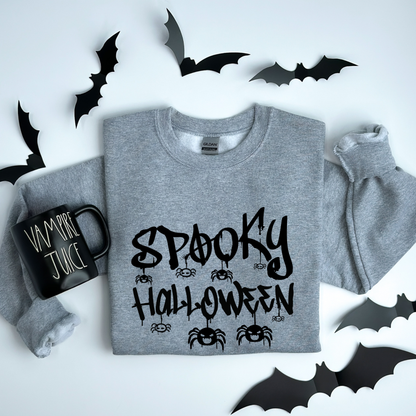 Spooky Halloween Dripping Graffiti Text & Spiders Sweatshirt