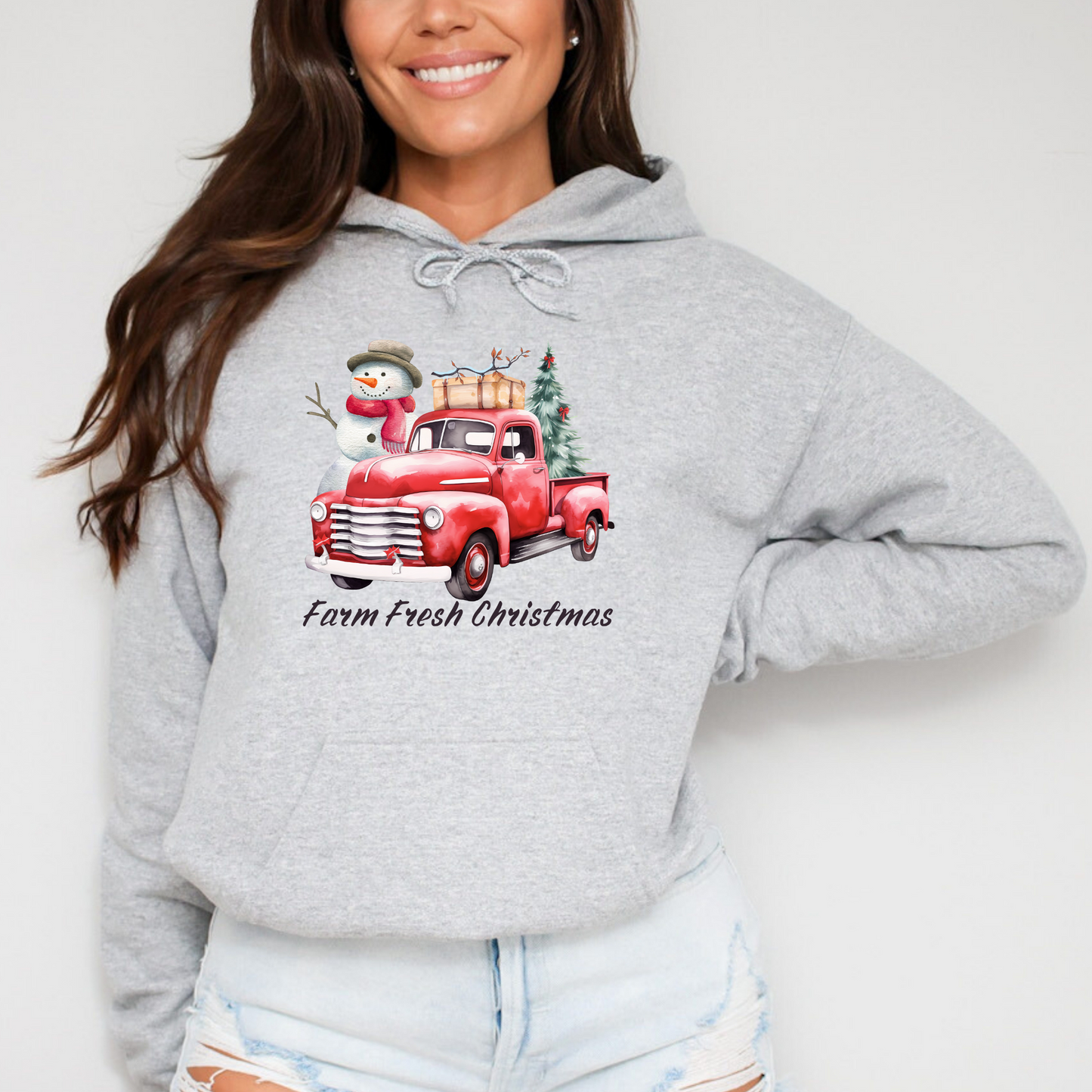 Farm Fresh Christmas Vintage Red Truck Sweatshirt