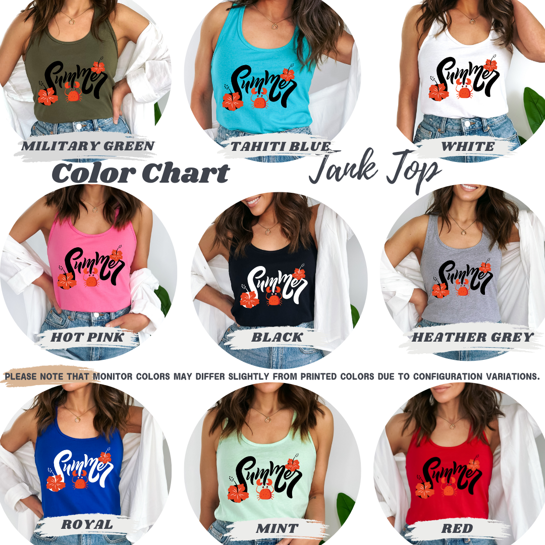 Summer Flower & Red Crab Women's Racerback Tank