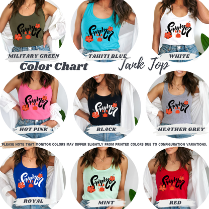 Summer Flower & Red Crab Women's Racerback Tank