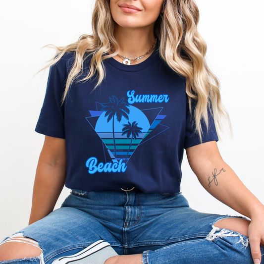 Retro 1980s Palm Trees Sunset Summer Beach