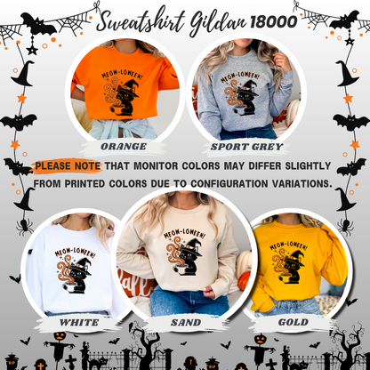 Meow-Loween Witchy Black Cat Coffee Brew Sweatshirt