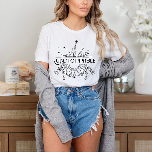 Half sunflower, border, Split Sunflower art silhouettes and half flower drawing with Unstoppable Text 