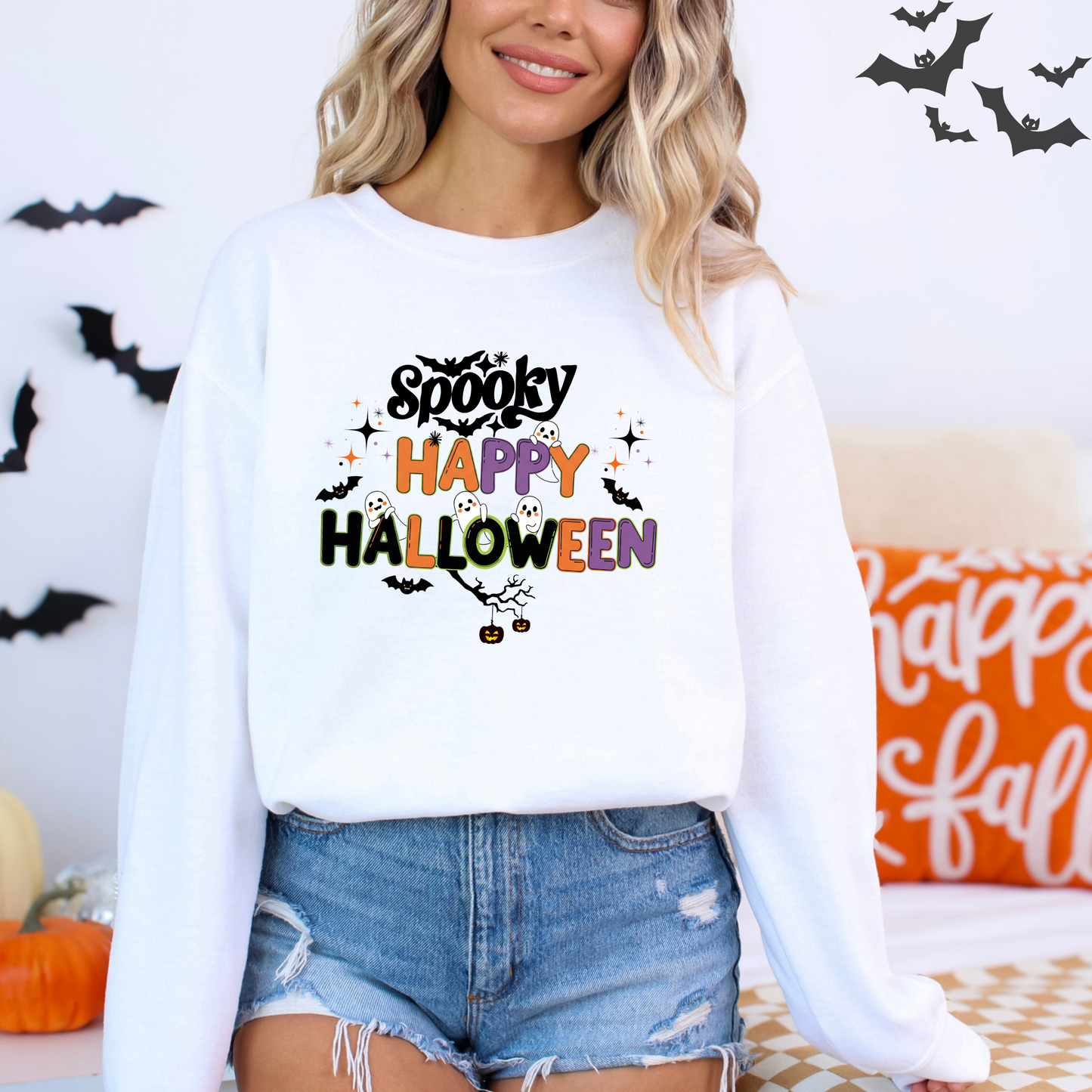 Cute Ghosts Spooky Happy Halloween Sweatshirt