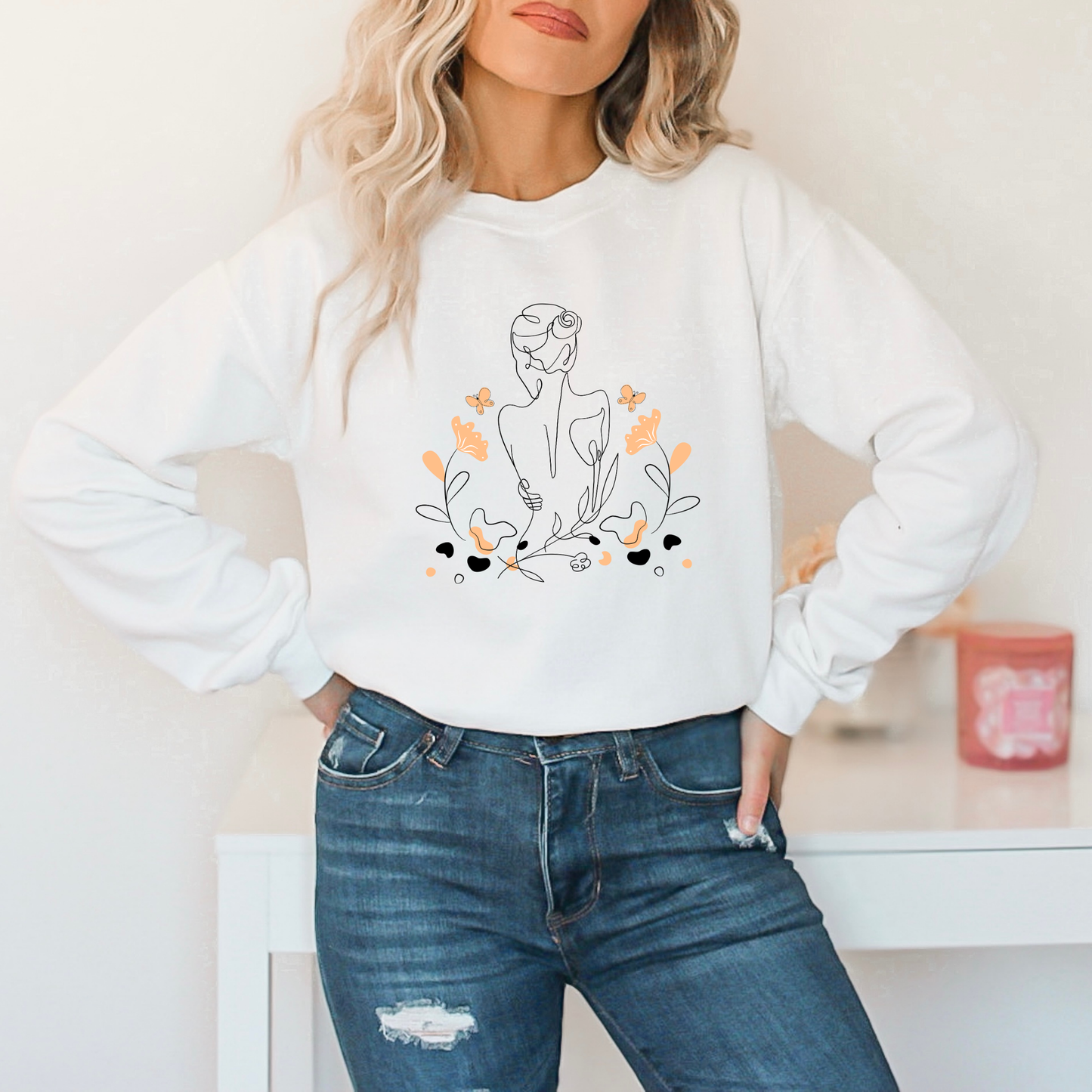 Boho Abstract Woman Line Art Sweatshirt