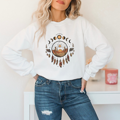 Boho Moon Phases Dream Catcher Sweatshirt
