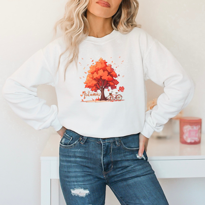 Fall Leaves, Tree & Bicycle Sweatshirt