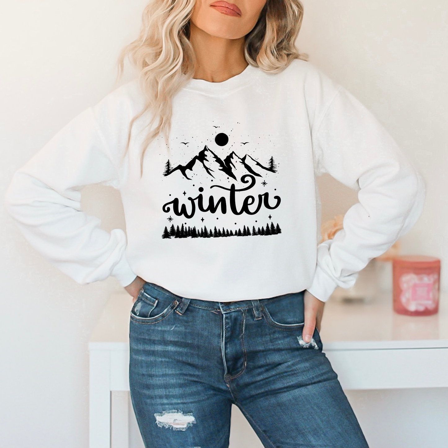 Winter Mountain Scene Sweatshirt