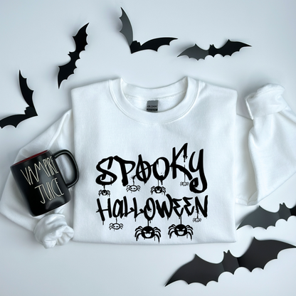 Spooky Halloween Dripping Graffiti Text & Spiders Sweatshirt